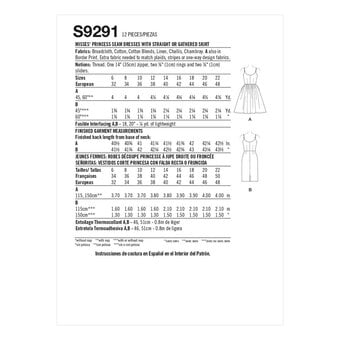 Simplicity Princess Seam Dress Sewing Pattern S9291 (6-14)