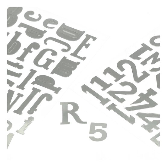 Silver Metallic Alphabet Stickers 100 Pieces image number 3