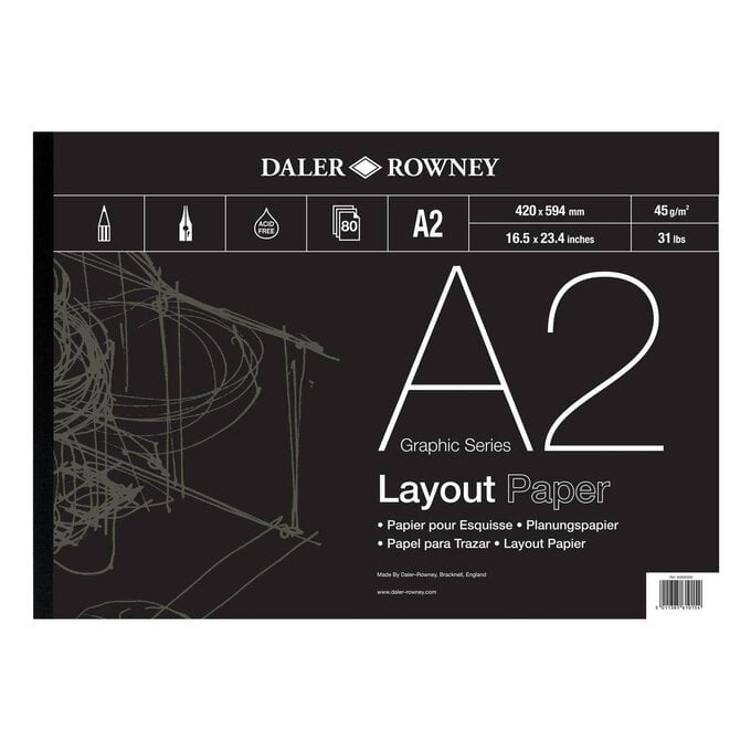 Daler-Rowney Graphic Series Layout Paper A2 80 Sheets image number 1