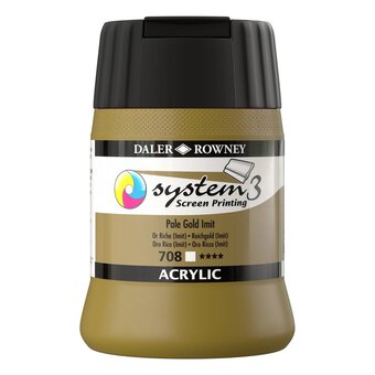 Daler-Rowney System3 Pale Gold Imit Screen Printing Acrylic Ink 250ml