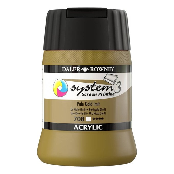 Daler-Rowney System3 Pale Gold Imit Screen Printing Acrylic Ink 250ml image number 1