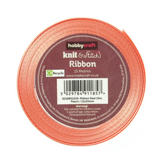 Peach Satin Ribbon 20mm x 15m image number 3