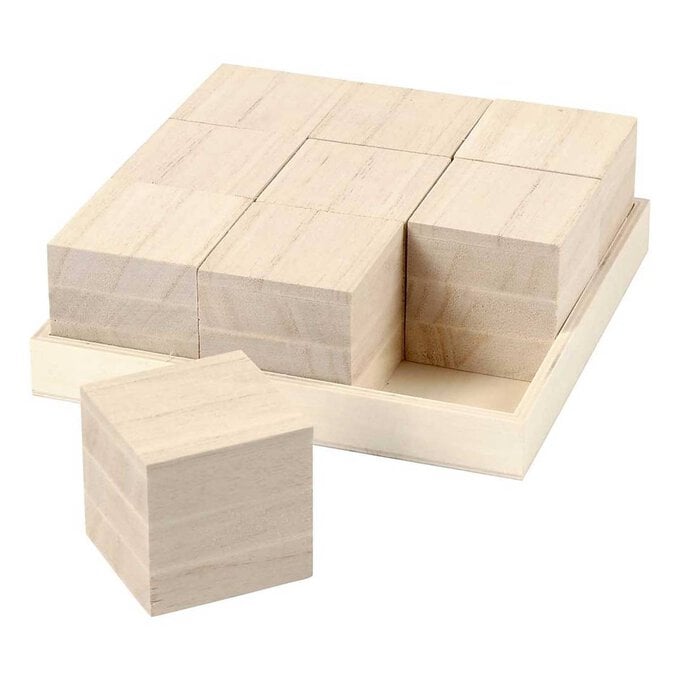 Wooden Cubes 4cm 9 Pack image number 1