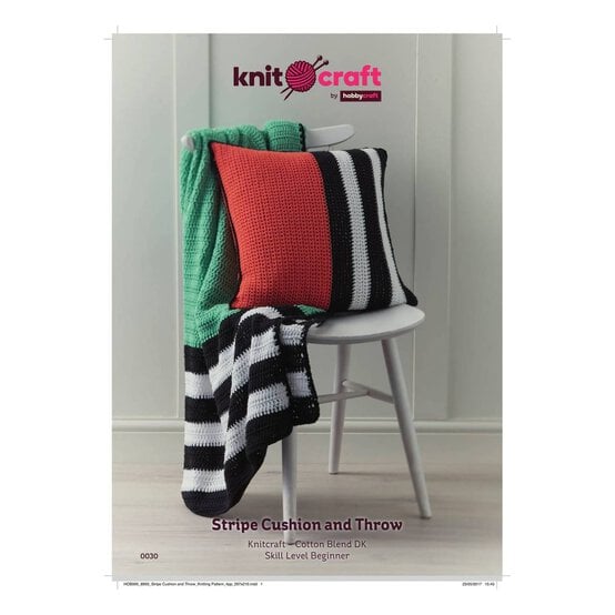 Knitcraft Stripe Cushion and Throw Digital Pattern 0030 image number 1