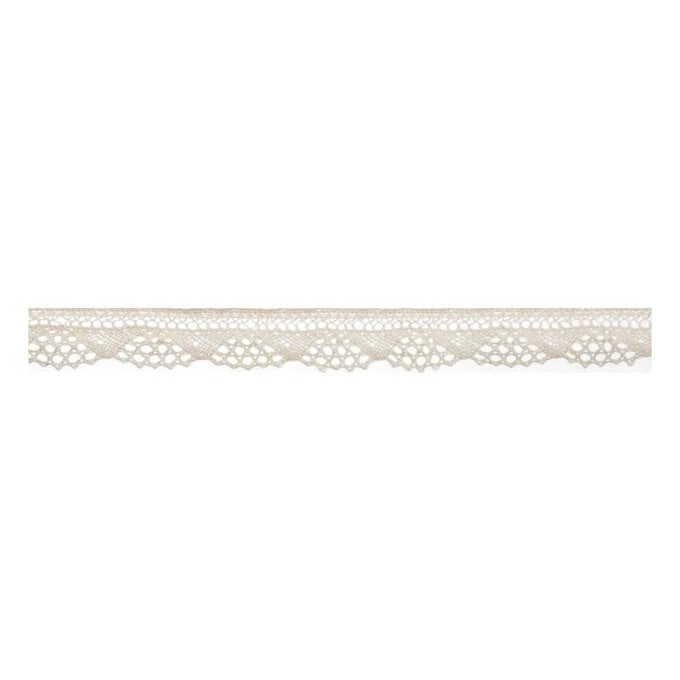 Cream Cotton Lace Woven Ribbon 12mm x 5m image number 1