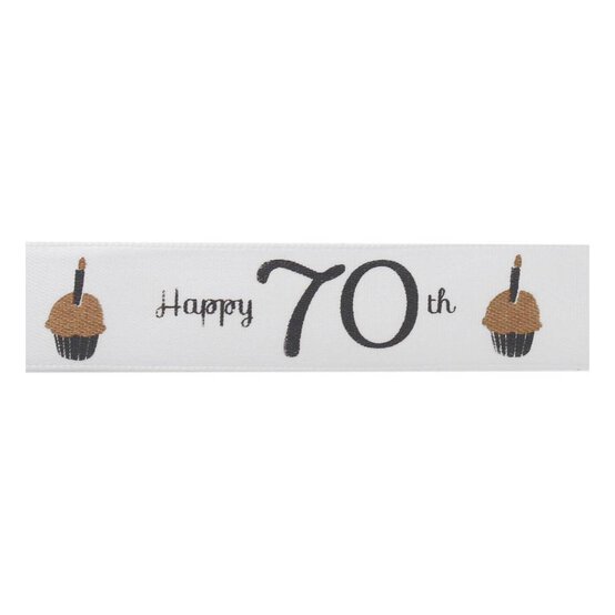 Happy 70th Satin Ribbon 16mm x 4m image number 2