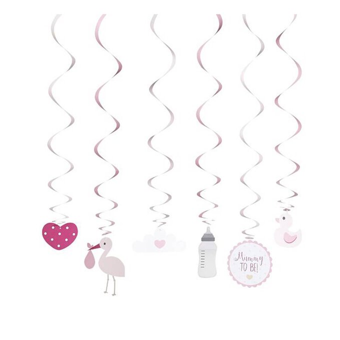 Baby Shower Pink Swirl Decoration 6 Pack image number 1