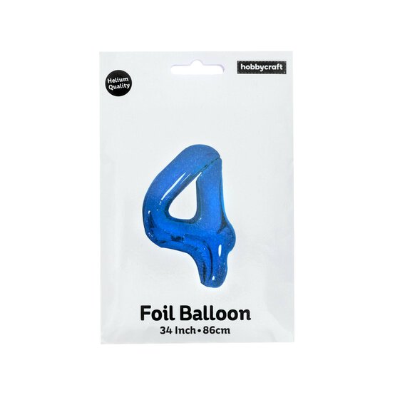 Extra Large Blue Foil Number 4 Balloon image number 3
