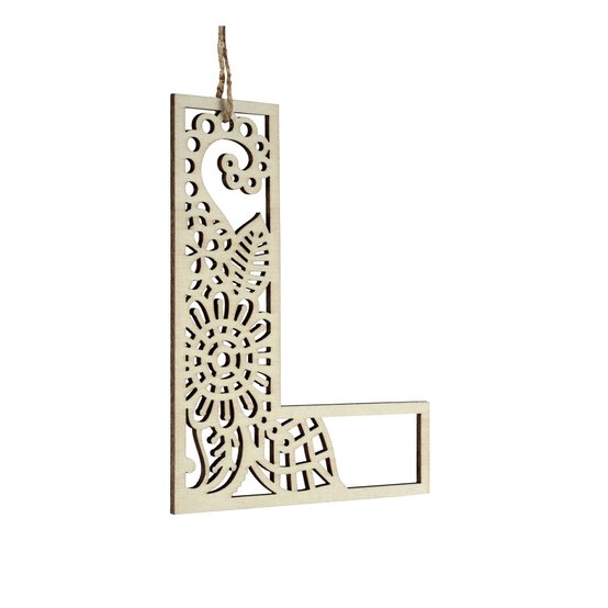 Wooden Filigree Hanging Letter L 12cm image number 1