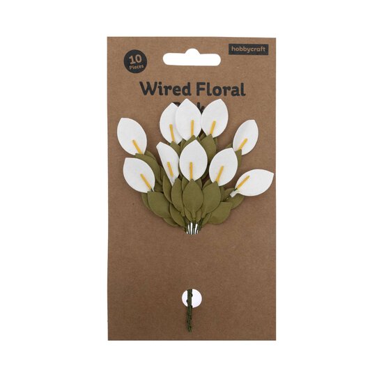 White Peace Lily Wired Floral Picks 11cm  image number 4