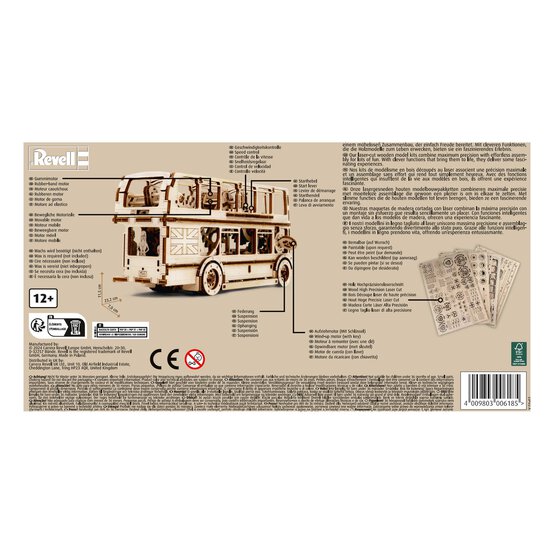 Revell Tiny Adventures London Bus Wooden Model Kit image number 4