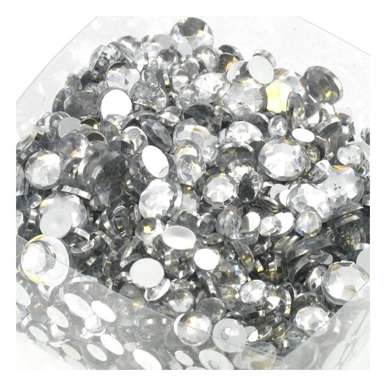 Small Round Silver Crystal Acrylic Stones image number 1