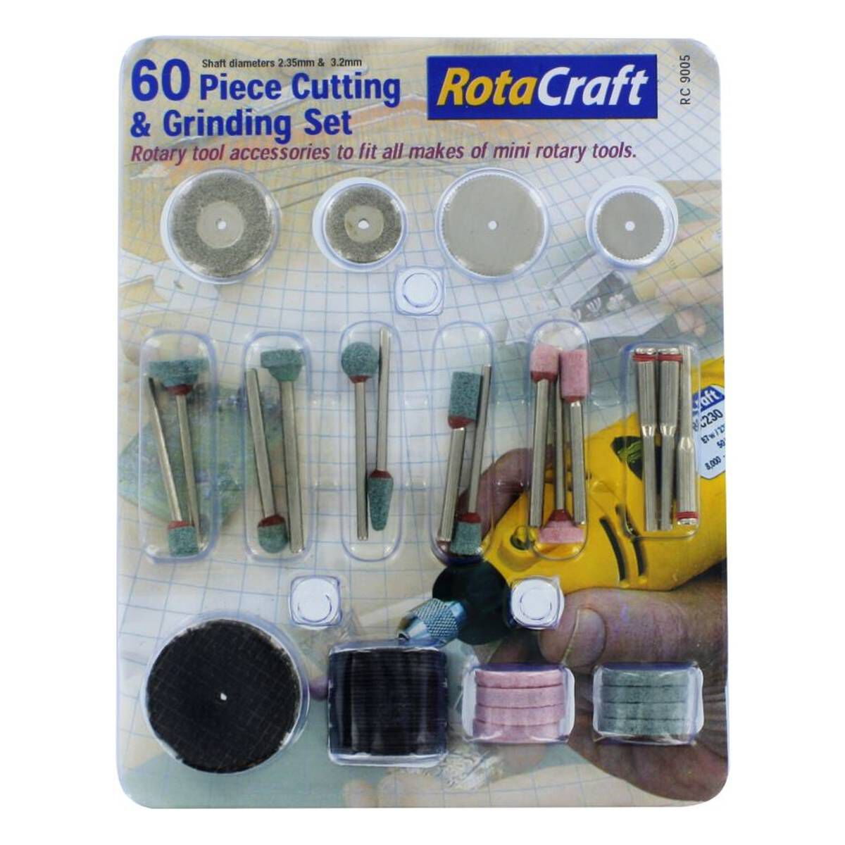 thumbnail image 2 of 60-Piece Rotary Tool Kit – Hobby Craft For Cutting, Drilling, Grinding, Sanding, Buffing 2 of 5