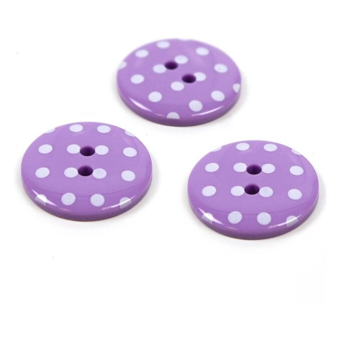 Hemline Lavender Novelty Spotty Button 3 Pack image number 1