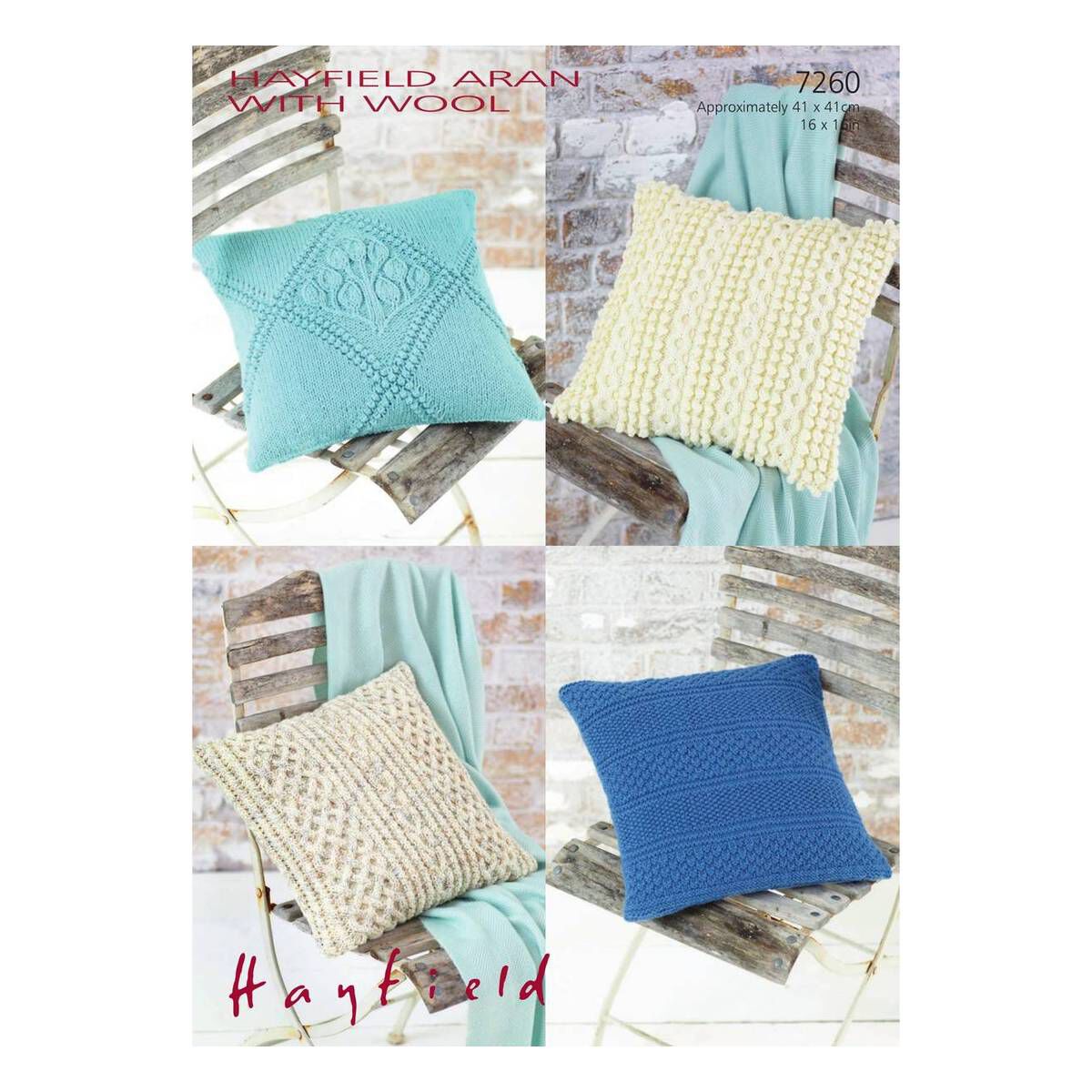 Hayfield Bonus Aran Cushion Covers Digital Pattern 7260 Hobbycraft