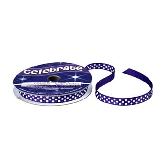 Purple Grosgrain Polka Dot Ribbon 6mm x 5m