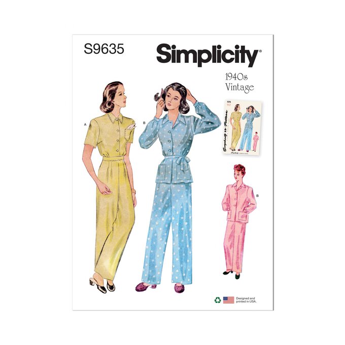 Simplicity Vintage Top and Trousers Sewing Pattern S9635 (6-14) image number 1
