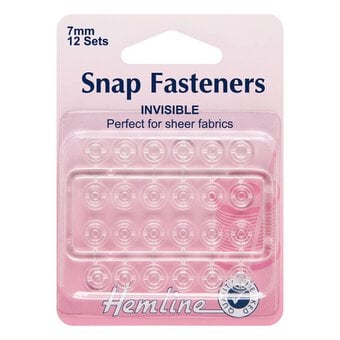 Hemline Invisible Snap Fasteners 7mm 12 Pack