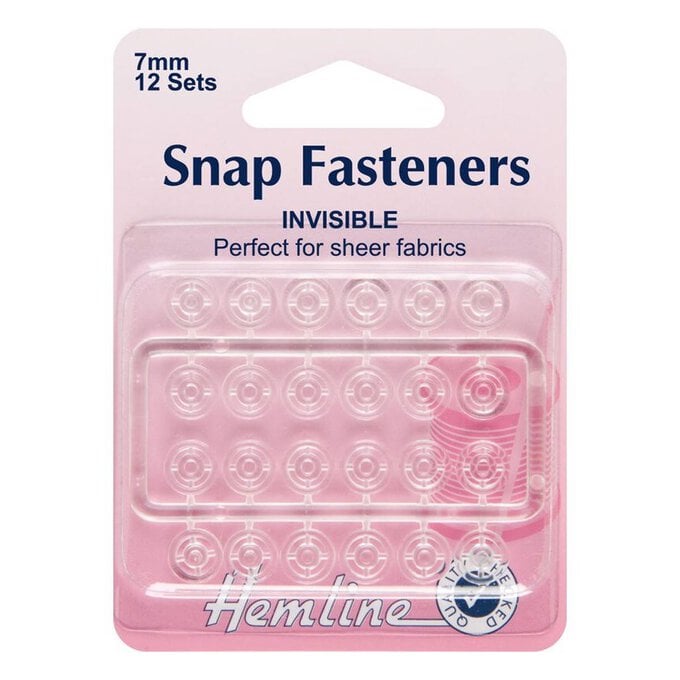 Hemline Invisible Snap Fasteners 7mm 12 Pack image number 1