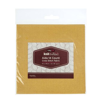 Turmeric Yellow 14 Count Aida Fabric 30 x 46cm