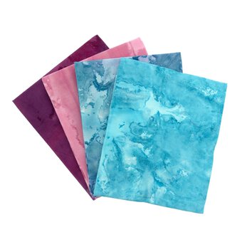 Blue and Pink Batik Cotton Fat Quarters 4 Pack