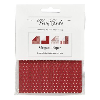 Red and White Origami Paper 10cm 50 Pack