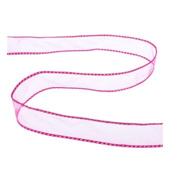 Hot Pink Wire Edge Organza Ribbon 25mm x 3m