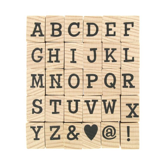 Bold Alphabet Wooden Stamps 30 Pack image number 1
