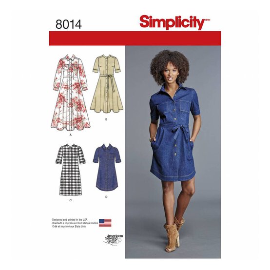 Simplicity Shirt Dress Sewing Pattern 8014 (16-24) image number 1