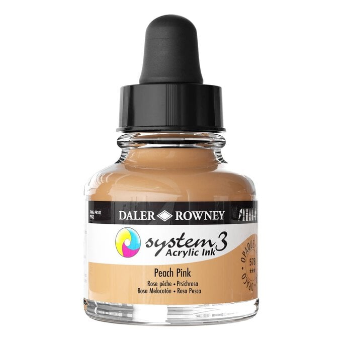 Daler-Rowney System3 Peach Pink Acrylic Ink 29.5ml image number 1