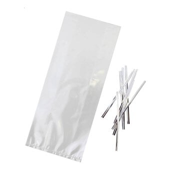 Clear Treat Bags with Ties 10 x 24cm 60 Pack