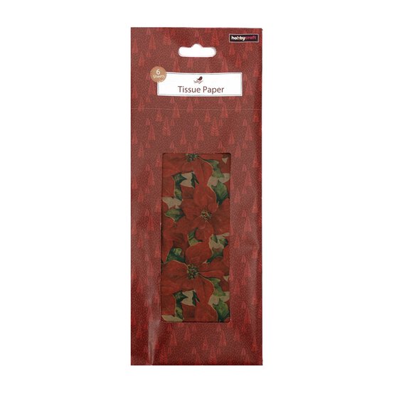 Poinsettia Tissue Paper 50cm x 75cm 6 Pack image number 1