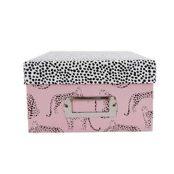 Pink Leopard Dot Storage Box 11cm x 20cm x 29cm