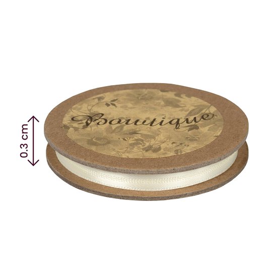 Antique White Double-Faced Satin Ribbon 3mm x 5m image number 4