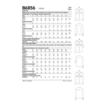 Butterick Women's Top  Sewing Pattern B6856 (B5 8-16)
