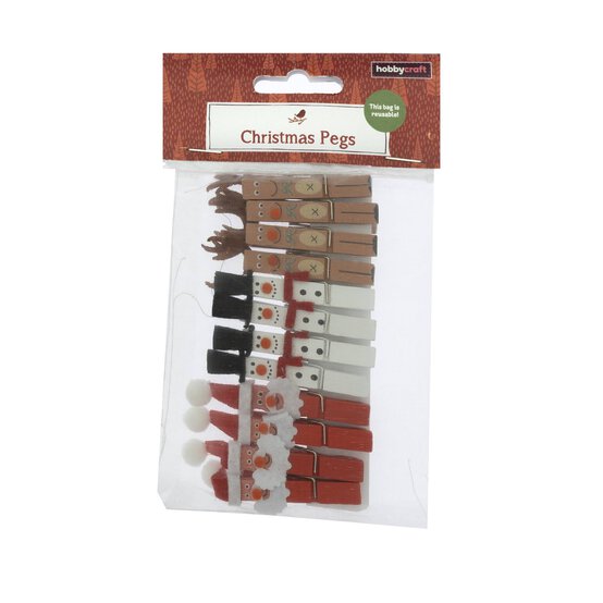 Wooden Christmas Character Pegs 12 Pack image number 5