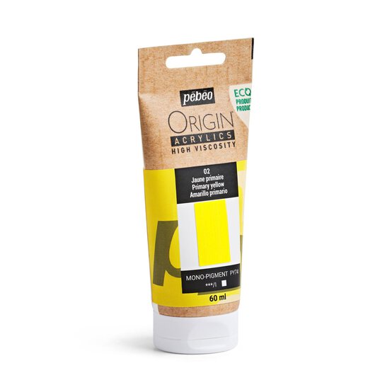 Pebeo Origin Primary Yellow Acrylic Paint 60ml image number 1