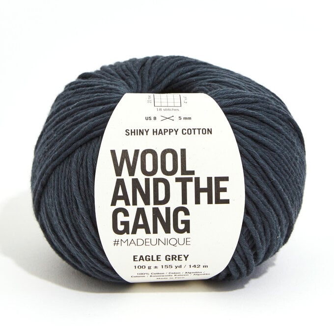 Wool and the Gang Eagle Grey Shiny Happy Cotton 100g image number 1