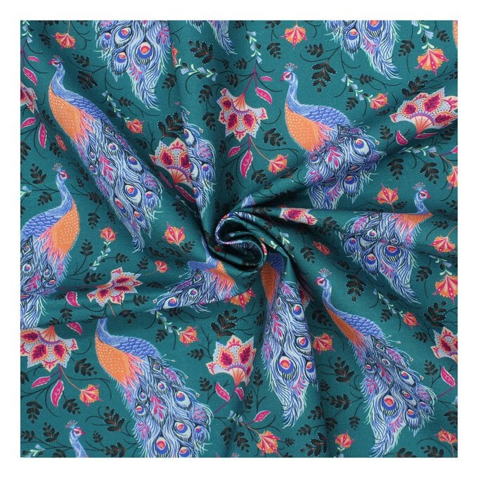 Artisan Paisley Peacocks Cotton Fabric by the Metre image number 1
