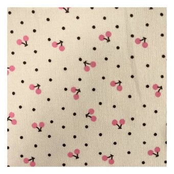 Cream Cherries Polycotton Print Fabric by the Metre image number 2