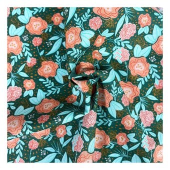 Evening in Paris Floral Green Cotton Fabric Pack 112cm x 1m