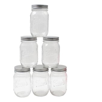 Fresh Embossed Clear Glass Jar 490ml 6 Pack
