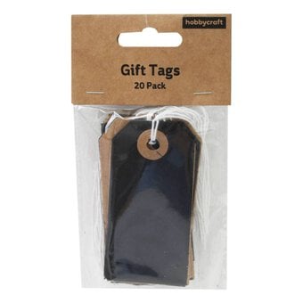 Black and Kraft Traditional Tags 8cm 20 Pack image number 2