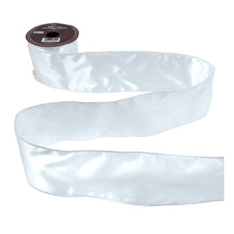 White Wire Edge Satin Ribbon 63mm x 3m image number 2