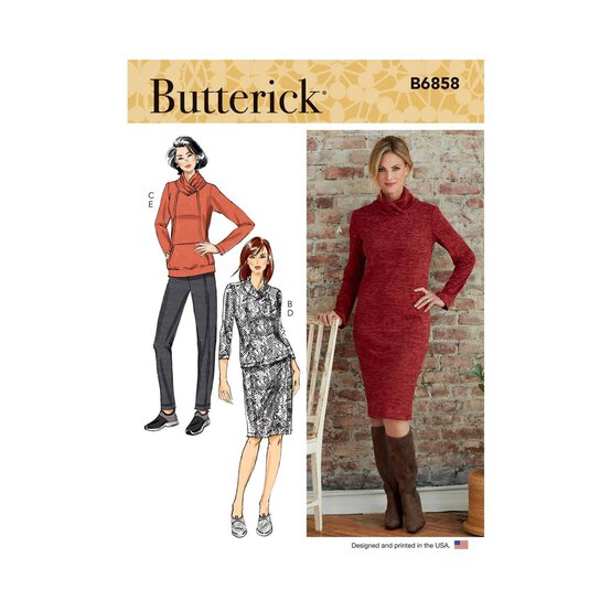 Butterick Women's Dress and Top Sewing Pattern B6858 (Y XSM-MED) image number 1