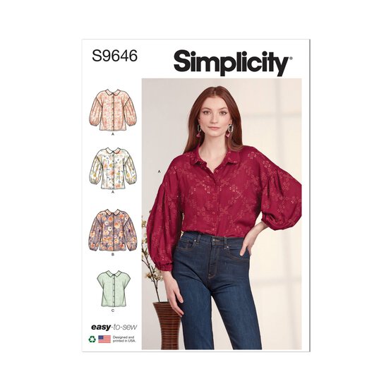 Simplicity Women&rsquo;s Button Down Top Sewing Pattern S9646 (18-26) image number 1