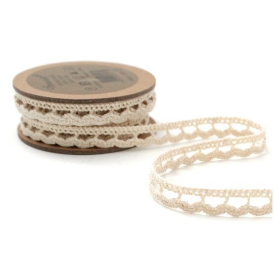 Cream Delicate Cotton Lace Ribbon 9mm x 5m image number 3
