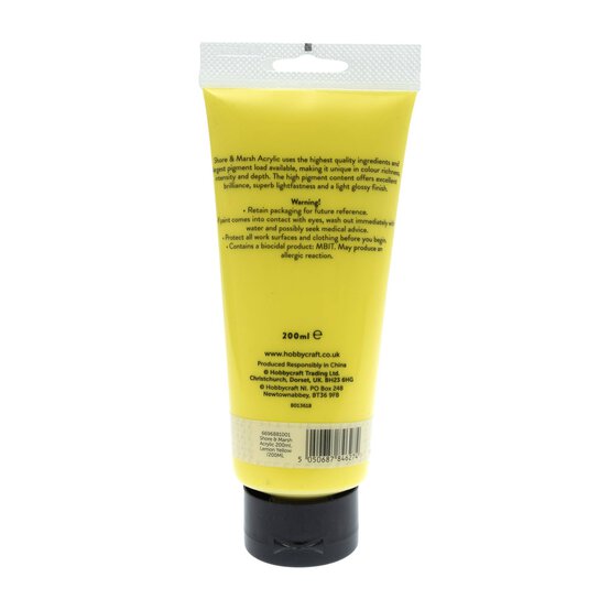 Shore & Marsh Lemon Yellow Acrylic Paint 200ml image number 5