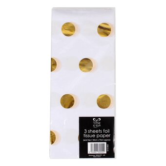 Gold Foil Polka Dot Tissue Paper 3 Sheets