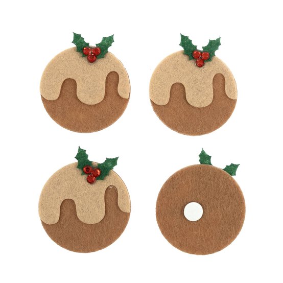 Christmas Pudding Felt Toppers 4 Pack image number 3